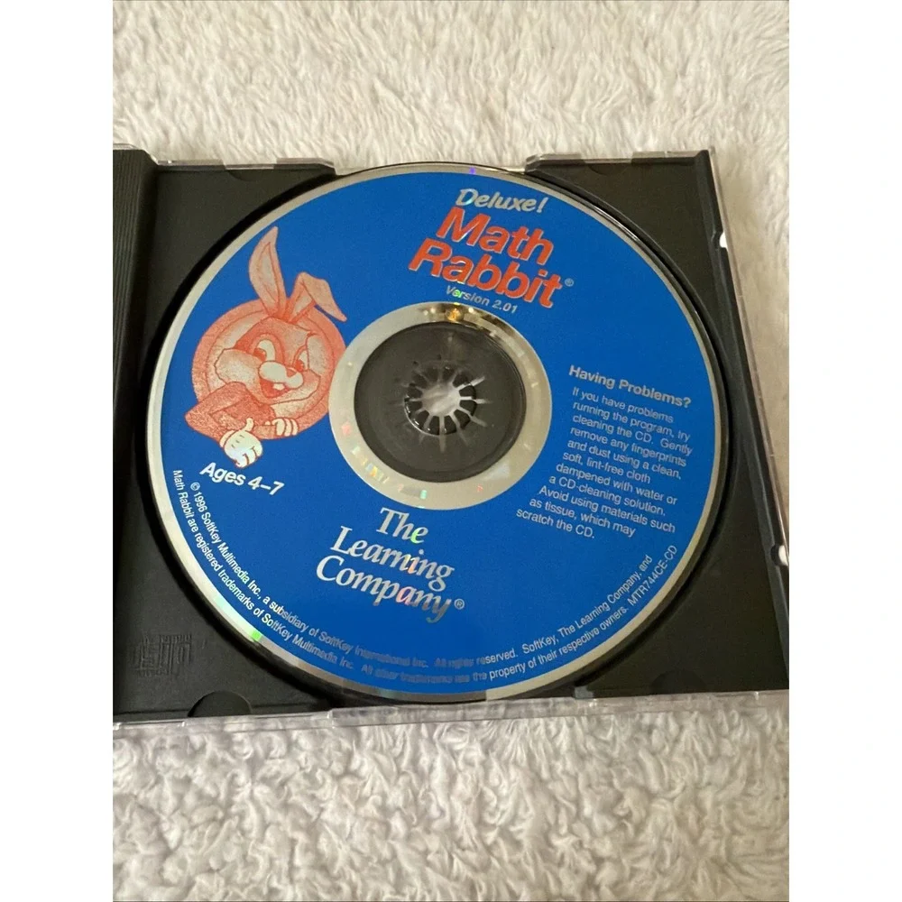 Math Rabbit Deluxe 1996 Macintosh Mac OSX Install PC CD ROM VTG Computer Game